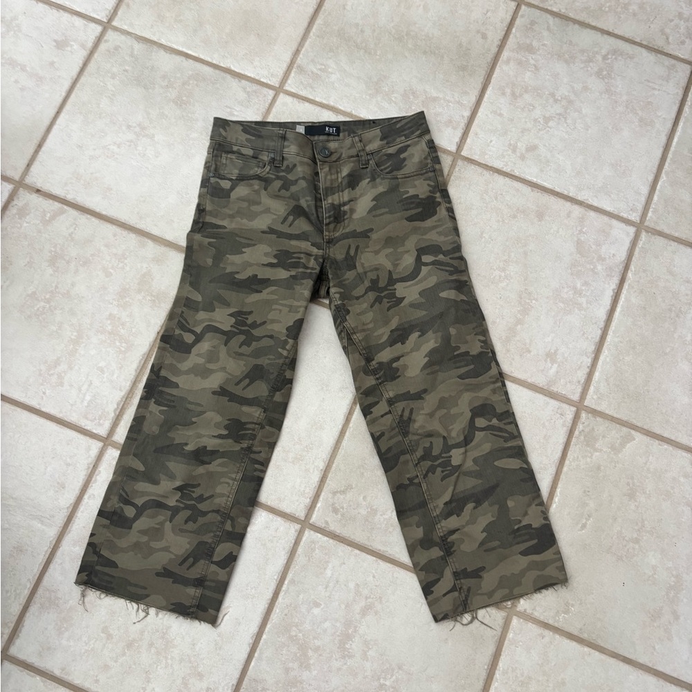 Kut from the Kloth Women's Camo Wide-Leg Jeans - Olive/Brown
